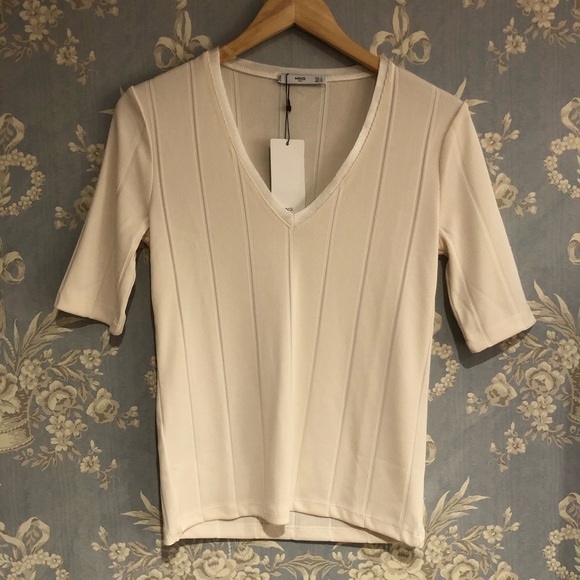 Mango Ribbed V Neck - Picture 2 of 3